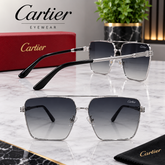 Cartier Silver Men’s Sunglasses – Luxury Square Frame