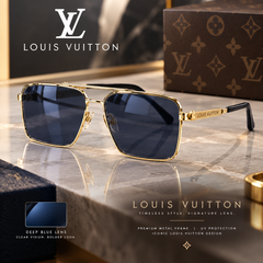 Louis Vuitton Men’s Gold Frame Sunglasses – Deep Blue Lenses