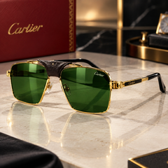 Cartier Men’s Green Lens Sunglasses – Gold Frame