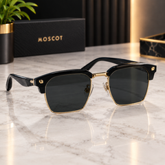 Moscot Style Premium Black & Gold Square Sunglasses