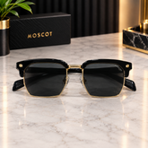 Moscot Style Premium Black & Gold Square Sunglasses