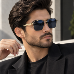 Louis Vuitton Men’s Gold Frame Sunglasses – Deep Blue Lenses