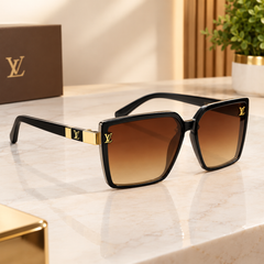 Luxury Oversized Square Sunglasses – Black & Brown Gradient