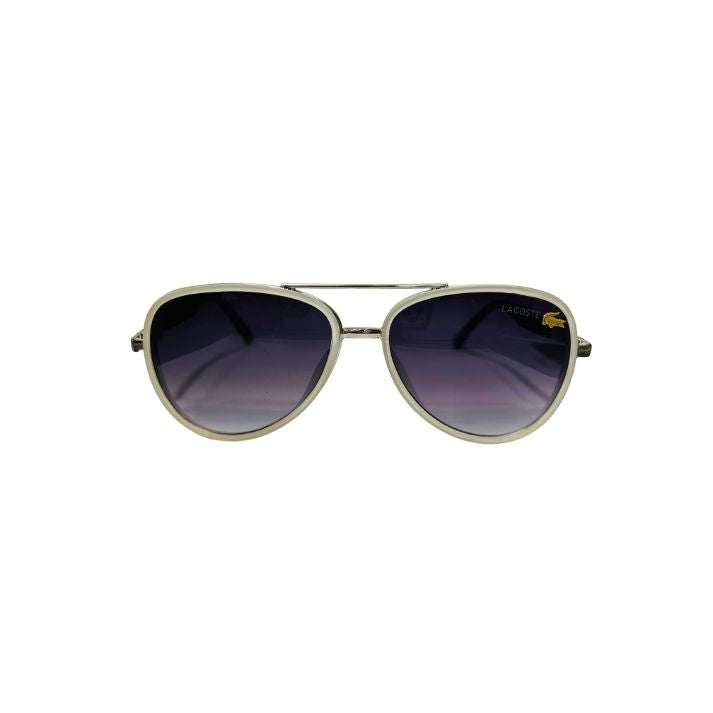 Lacoste Aviator Sunglasses | Premium Silver & White Frame with Gradient Lenses