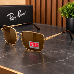 Ray-Ban Gold Frame Brown Lens Sunglasses – Premium Stylish Look