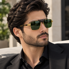 Cartier Men’s Green Lens Sunglasses – Gold Frame