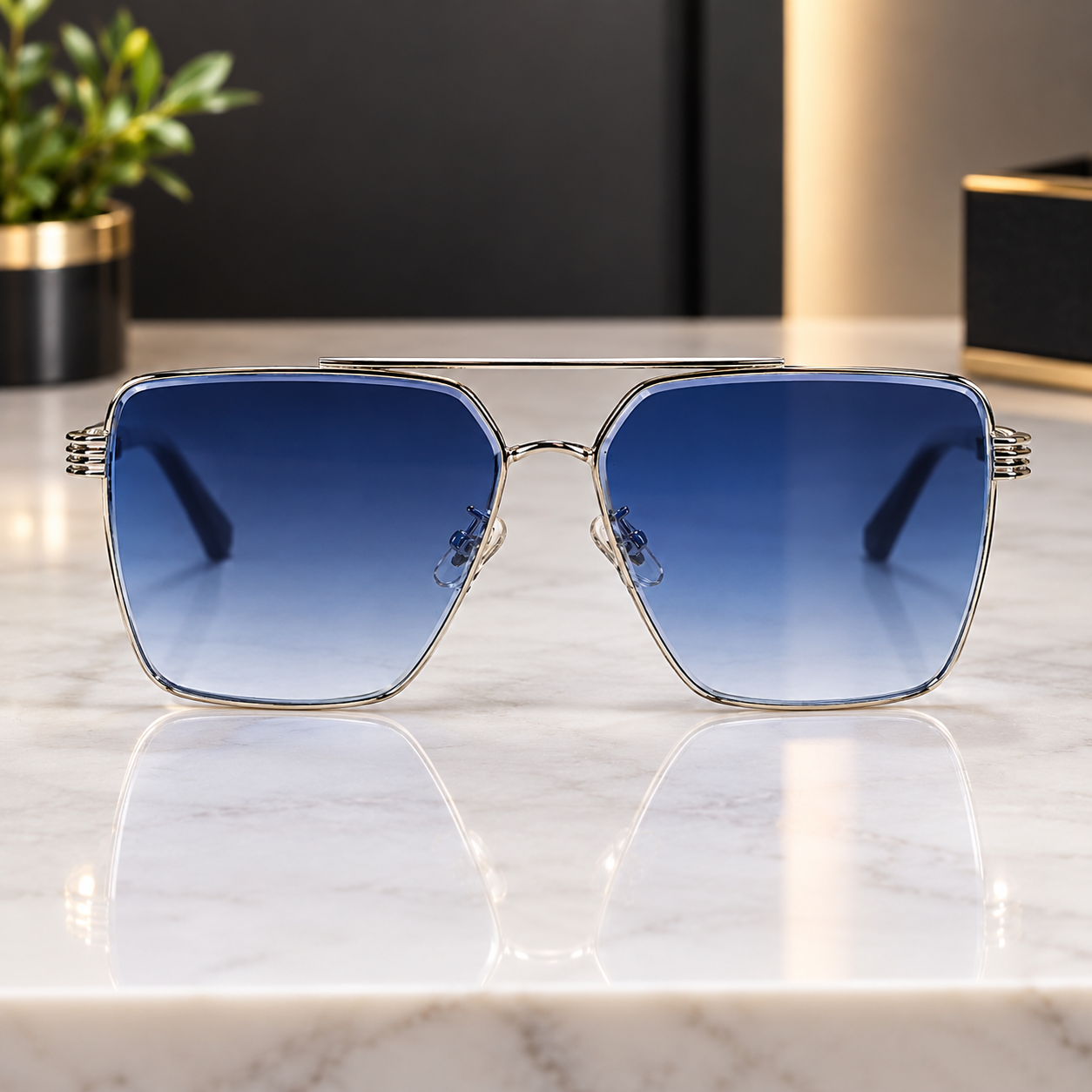 Maybach Luxury Blue Gradient Sunglasses for Men