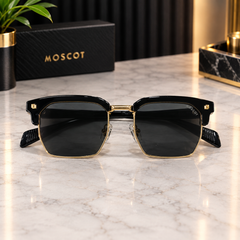Moscot Style Premium Black & Gold Square Sunglasses