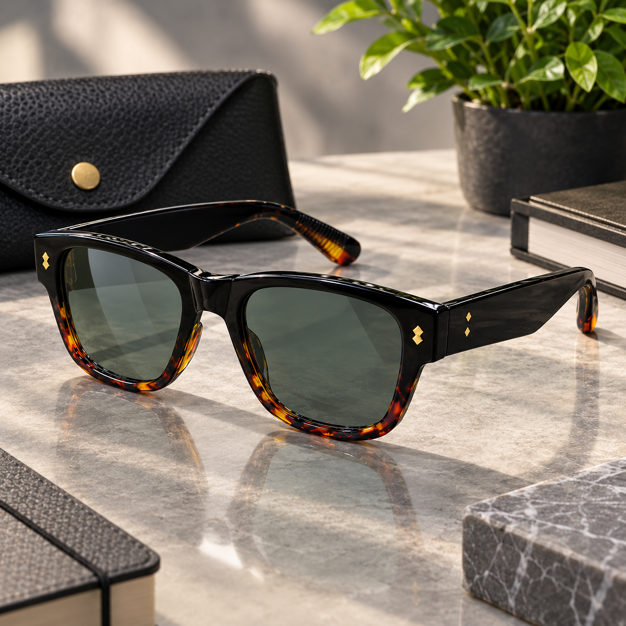Moscot Men’s Classic Tortoiseshell Sunglasses – Premium Black Frame