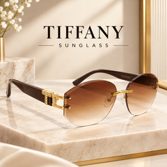 Tiffany Rimless Brown Gradient Sunglasses – Luxury Gold Edition