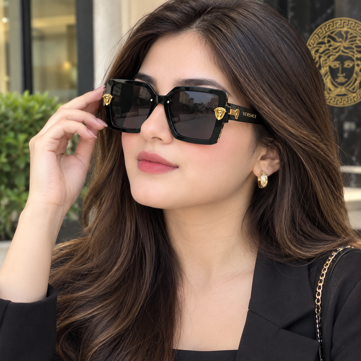 Versace Women’s Oversized Black Sunglasses