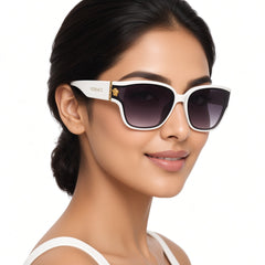 Versace White Cat-Eye Sunglasses | Gold Medusa Logo | Gradient Lenses