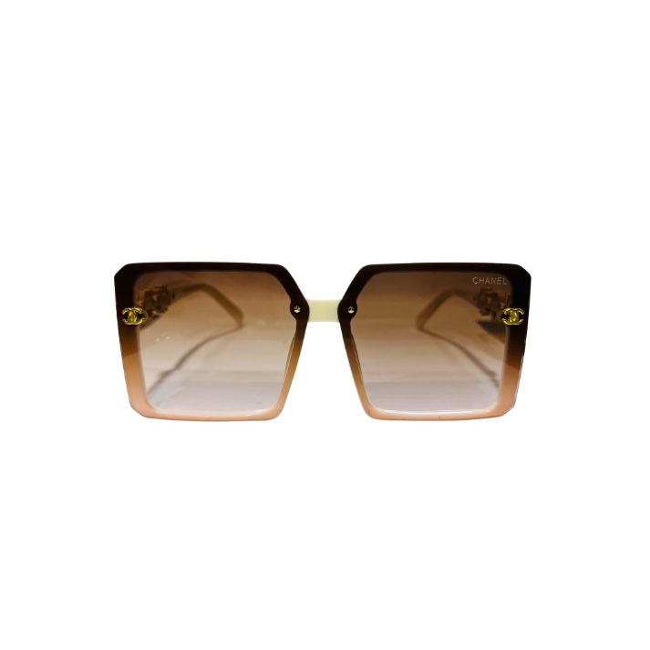 Chanel Square-Frame Sunglasses | Brown-to-Pink Gradient Lenses & Gold-Tone C Logo