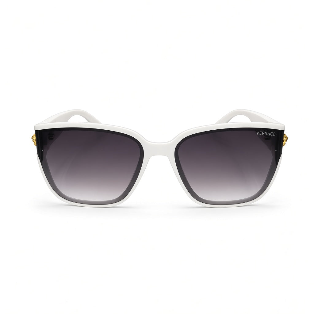 Versace White Cat-Eye Sunglasses | Gold Medusa Logo | Gradient Lenses